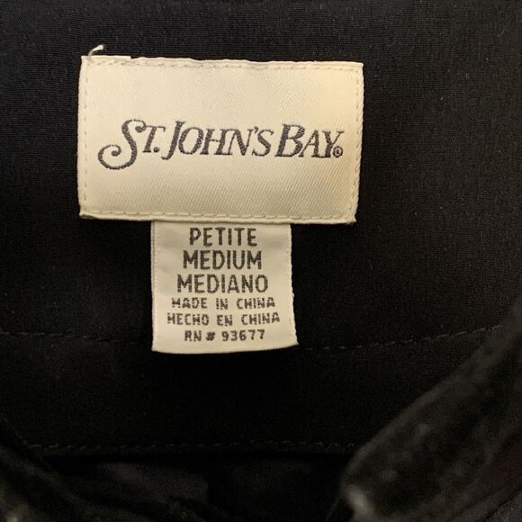 St John’s Bay Black Medium Weight Car Coat Women Petite Medium Zip Front Pockets - Picture 7 of 16